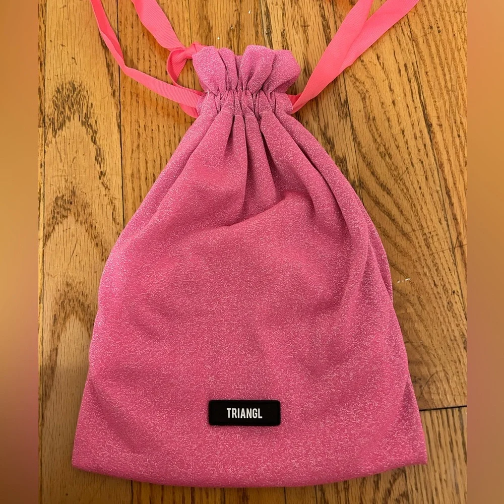 triangl swimwear Pink Shimmer Bikini Set with Drawstring Pouch